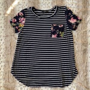 Floral & Striped Casual T